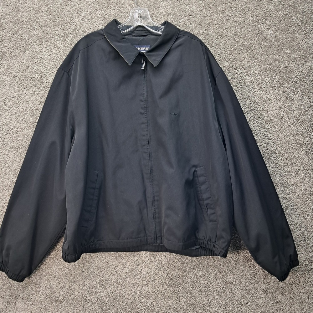 Dockers Mens XXL Black Full Zip Windbreaker Jacket Harrington Style 043901V